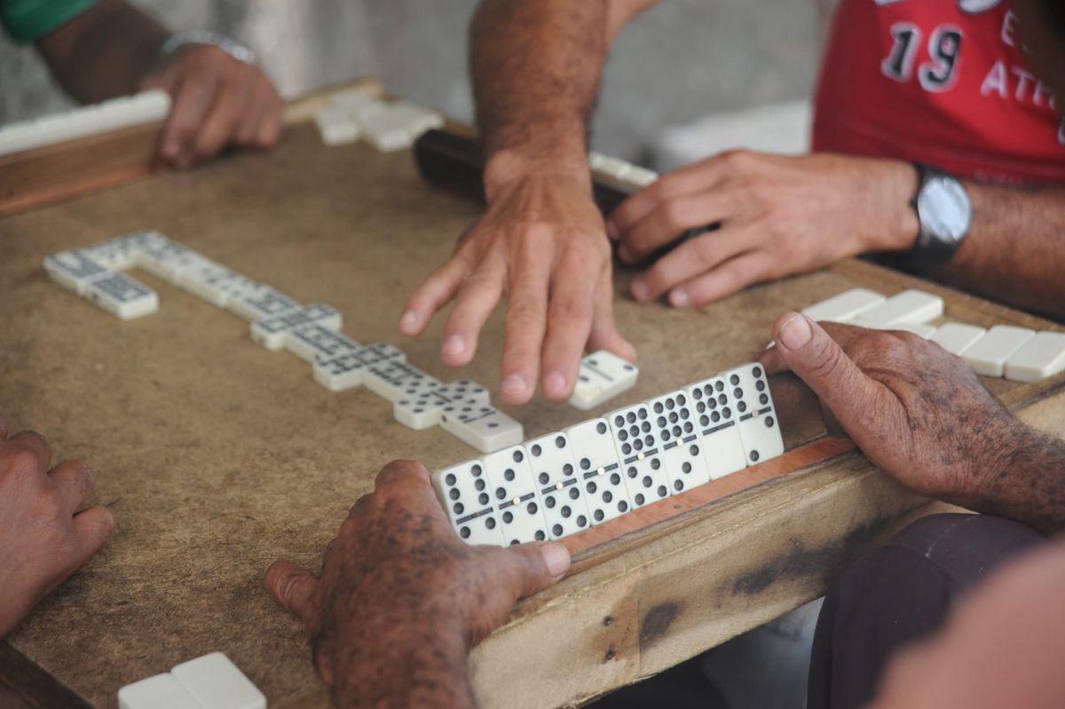 Little Havana — dominoes in play at Domino Park, Calle Ocho